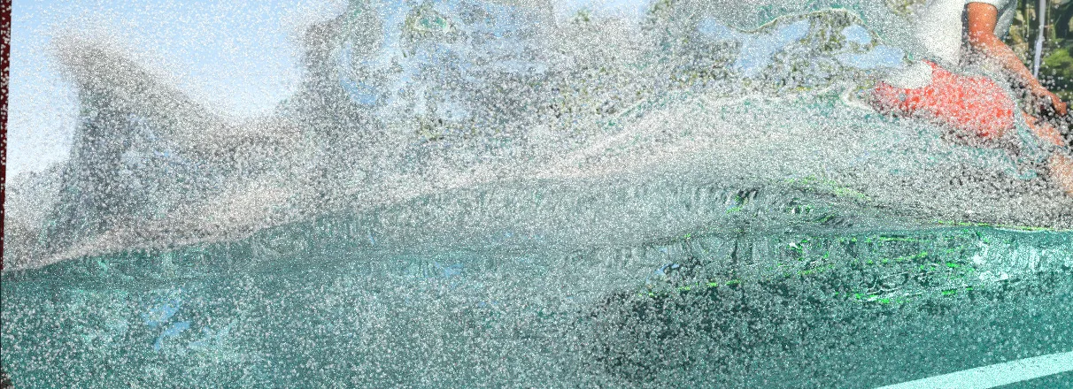 Close-up of the water spray simulation