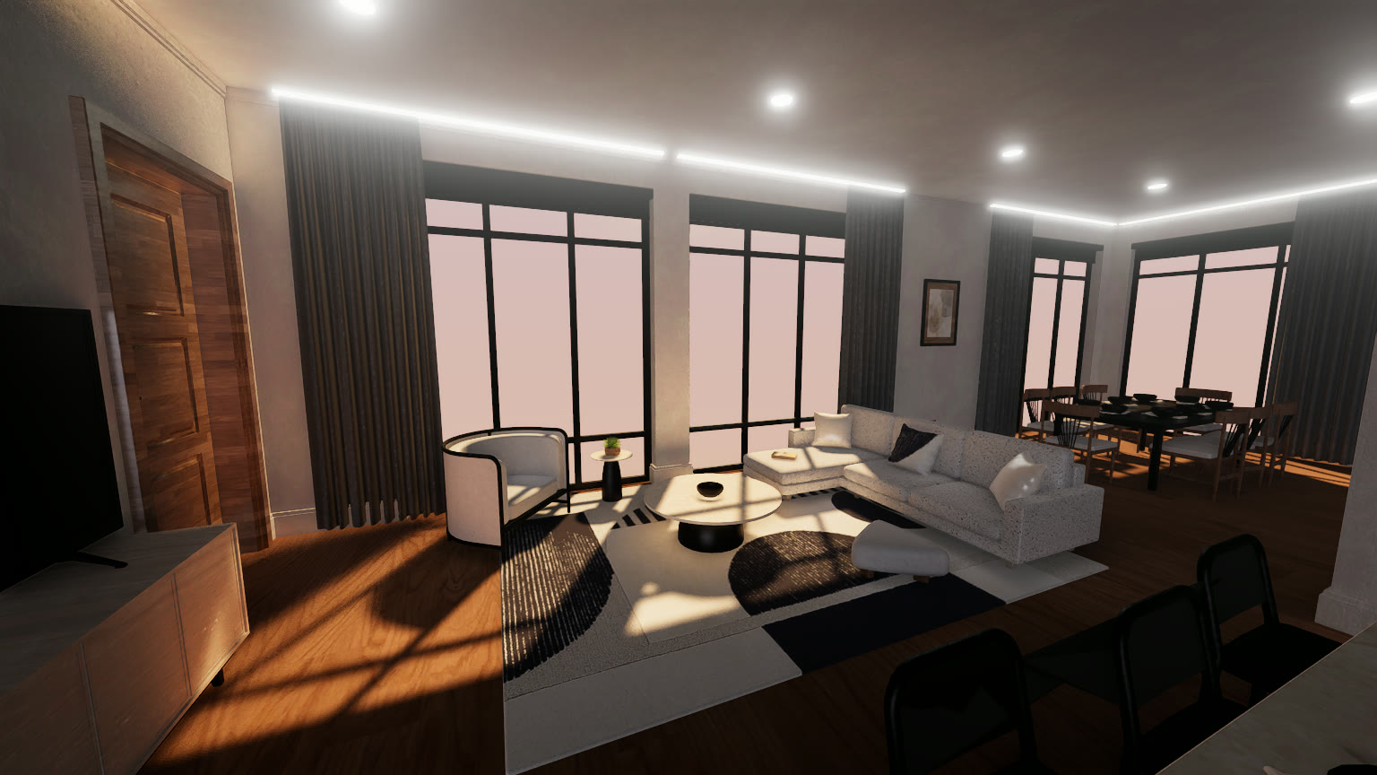 The open-plan living room